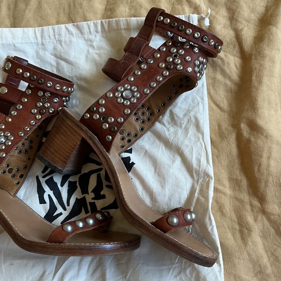 Isabel Marant Elvis Embellished Studded Sandals Cognac Sz 6 / 36 - Picture 7 of 15